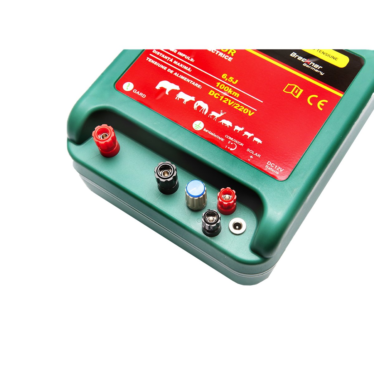 Aparat generator de impulsuri DC12/220V 6.5 Joule, 100Km pentru gard electric Breckner Germany